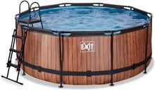 Medence homokszűrős vízforgatóval Wood pool Exit Toys kerek acél medencekeret 360*122 cm barna 6 évtől