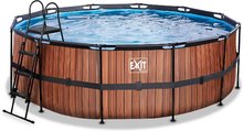 Medence homokszűrős vízforgatóval Wood pool Exit Toys kerek acél medencekeret 427*122 cm barna 6 évtől