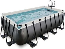 Medence homokszűrős vízforgatóval Black Leather pool Exit Toys acél medencekeret 400*200*122 cm fekete 6 évtől