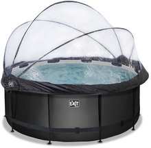 Bazén s krytom a pieskovou filtráciou Black Leather pool Exit Toys kruhový oceľová konštrukcia 360*122 cm čierny od 6 rokov