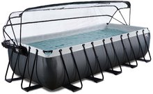 Medence búrával homokszűrős vízforgatóval és hőszivattyúval Black Leather pool Exit Toys acél medencekeret 540*250*122 cm fekete 6 évtől