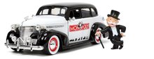 Kisautó Monopoly Chevy Master 1939 Jada fém nyitható részekkel és Uncle Pennybags figurával hossza 20 cm 1:24