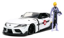 Kisautó Robotech ´20 Toyota Supra Jada fém nyitható részekkel és Roy Fokker akciófigurával hossza 20 cm 1:24