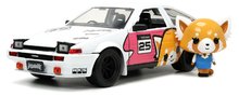 Kisautó Aggretsuko Toyota Trueno AE86 Jada fém nyitható részekkel és Aggretsuko akciófigurával hossza 20 cm 1:24