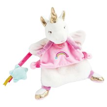 Plyšový jednorožec na bábkové divadlo Unicorn Hand Puppet Doudou et Compagnie ružový 28 cm od 0 mes