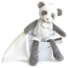 Plyšová panda na maznanie Attrape-Rêves Doudou et Compagnie sivá v darčekovom balení 28 cm od 0 mes DC3544