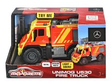 Autíčko hasičské Unimog U530 Fire Truck Majorette so zvukom a svetlom s gumenými kolieskami dĺžka 14 cm