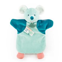 Plyšová myška na bábkové divadlo Mouse Green Hand Puppet Doudou et Compagnie tyrkysová 25 cm od 0 mes