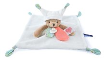 Plyšový medvedík na maznanie White Bear Flat Comforter Doudou et Compagnie s QR kódom na rozprávky biely 25 cm od 0 mes DC4057