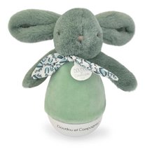 Plüss nyuszi Musical Night Light Green Doudou et Compagnie zenével fehér zajjal és fénnyel zöld 16 cm 0 hó-tól DC4197