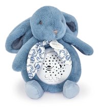 Plüss nyuszi Musical Night Light Star Projector Blue Doudou et Compagnie fénnyel zenével és fehér zajjal kék 16 cm 0 hó-tól DC4201