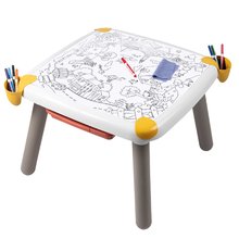 Kreatívny stôl pre deti na kreslenie Kid Creative Table Smoby s 3 odkladacími priestormi 11 doplnkov s fixkami a obrázkami 70*70*47 cm od 24 mes SM420