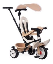 Trojkolka a kočík v jednom s vysokou opierkou Baby Balade Tricycle Beige Smoby so slnečníkom brzdou a tichými EVA kolesami béžová od 10 mes