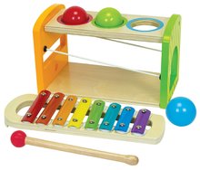 Fa xilofon Color Xylophone Hammering Bench Eichhorn 3 labdával és kalapáccsal 24 hó-tól