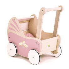 Dřevěný kočárek Sweetiepie Dolly Pram Tender Leaf Toys s textilem pro 36 cm panenku