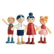 Dřevěná rodina 4 postavičky Doll Family Tender Leaf Toys s pohyblivýma rukama a nohama