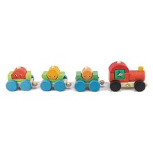 Fa kisvonat építőjáték Happy Train Tender Leaf Toys 14 darabos készlet 3 vagonnal és geometriai alakzattal 18 hó-tól