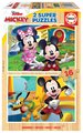 Drevené puzzle Mickey & Minnie Disney Educa 2x16 dielov