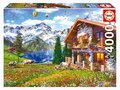 Puzzle Chalet in the Alps Educa 4000 dielov a Fix lepidlo