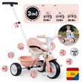 Trojkolka s voľnobehom Be Move Comfort Tricycle Pink Smoby s nastaviteľnou vodiacou rúčkou a ochrannou hrazdou s tichými EVA kolesami ružová od 10 mes